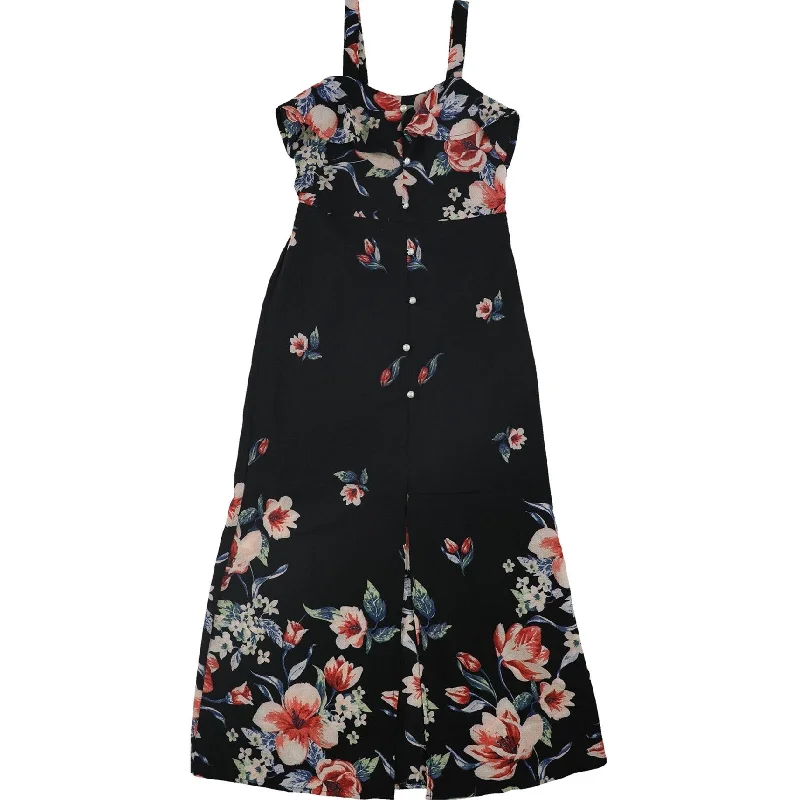 Monteau Girls Floral Maxi Dress, Black, S (8)