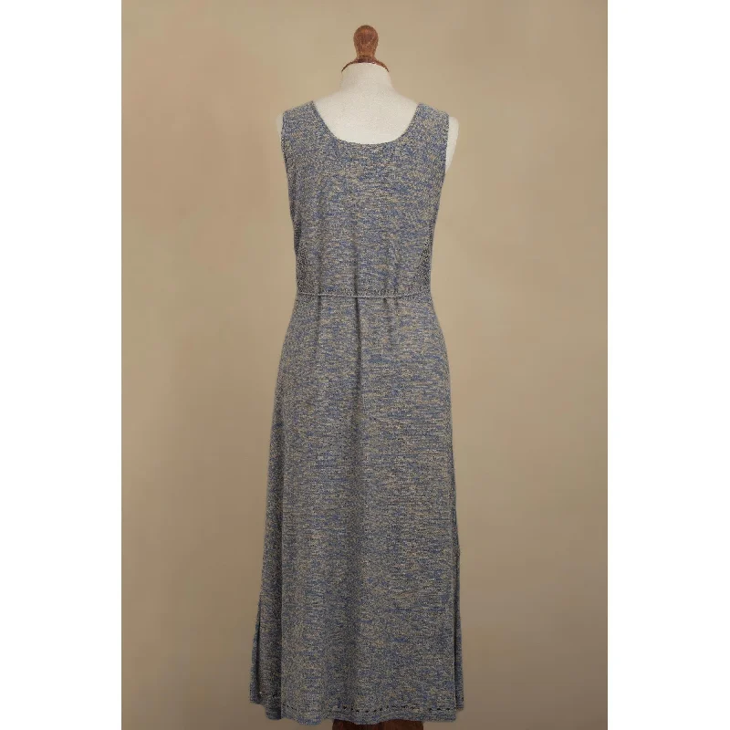 Novica Handmade Toqo In Heathered Sky Blue Cotton Maxi Dress