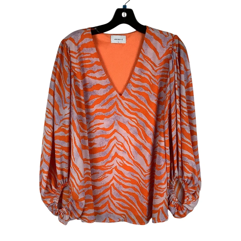 Top Long Sleeve By Cmc In Orange & Purple, Size: L