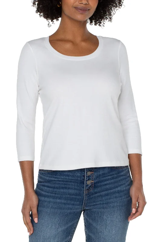 3/4 SLEEVE SCOOP NECK KNIT TEE