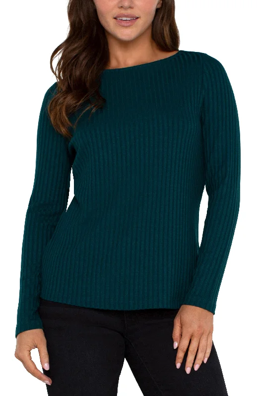 LONG SLEEVE BOAT NECK KNIT TOP