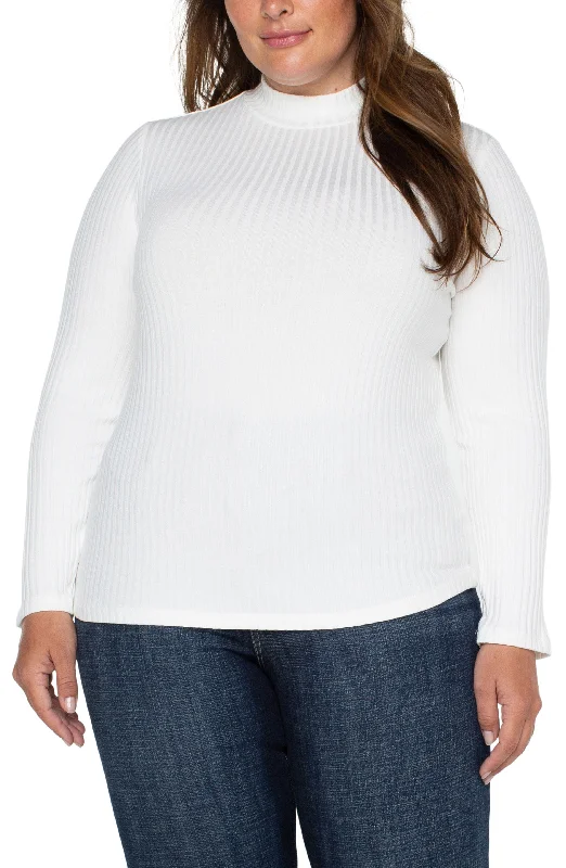 MOCK NECK LONG SLEEVE KNIT TOP