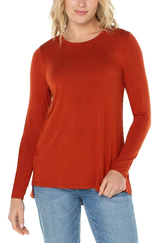 PETITE LONG SLEEVE SCOOP NECK TEE