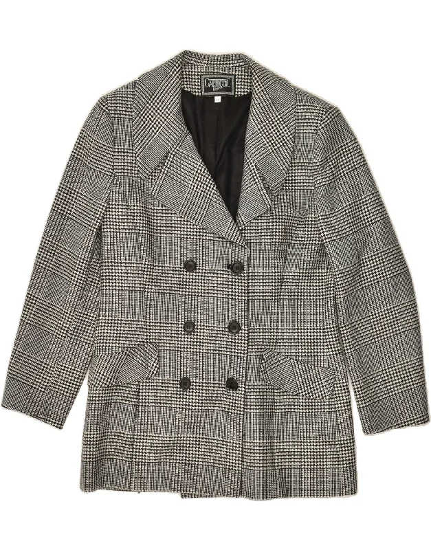 CAPRICIO Womens Double Breasted Blazer Jacket IT 48 XL Grey Houndstooth