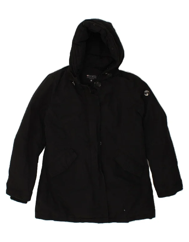 CHAMPION Womens Hooded Padded Jacket EU 42 Large Black Polyester