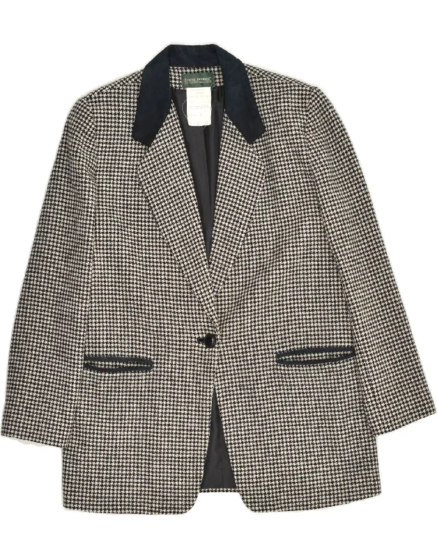 HARVE BENARD Womens 1 Button Blazer Jacket US 6 Medium Black Houndstooth