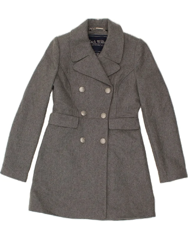 JACK WILLS Womens Double Breasted Coat UK 8 Small Grey