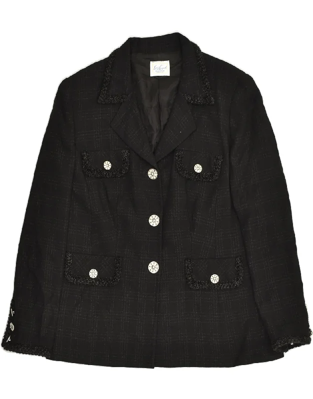 LUISA SPAGNOLI Womens 3 Button Blazer JacketUK 16 Large Black Check